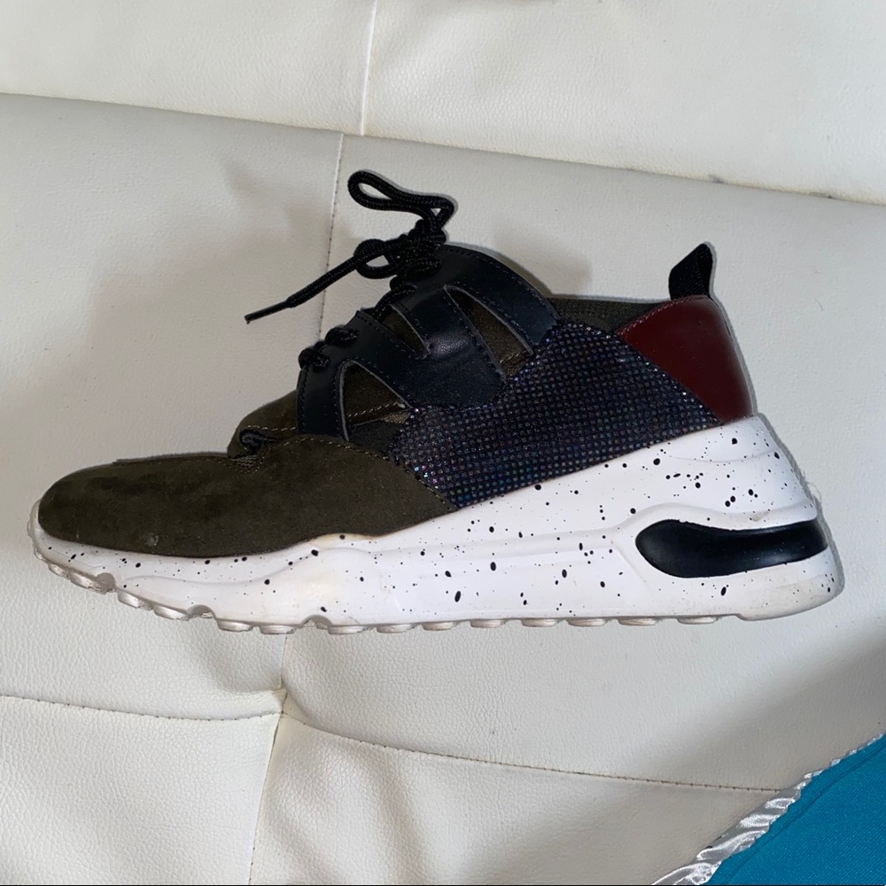 Olive and camo sneakers